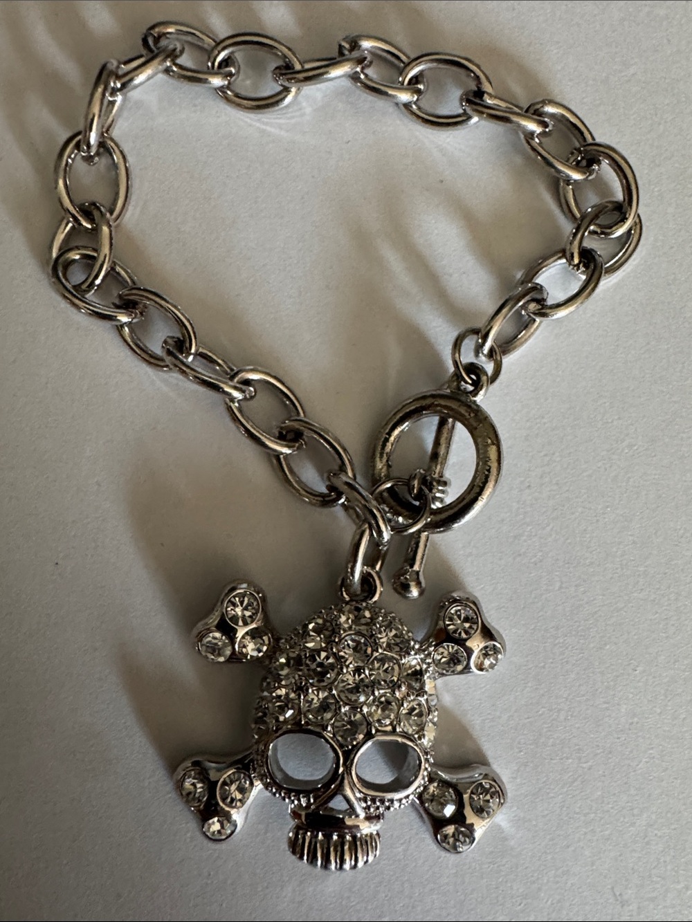 Crystal Skull & Crossbones Toggle Bracelet